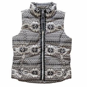 LANDS END Womens Black/White Puff Vest Size S